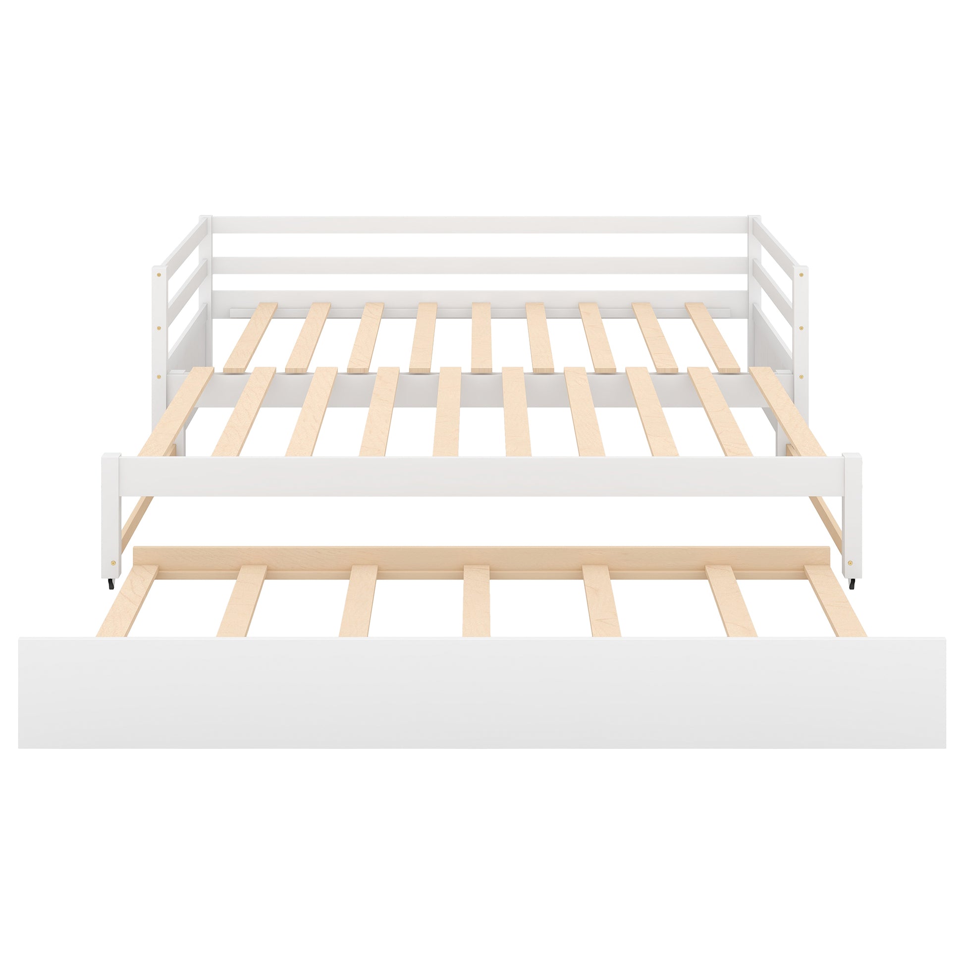 Twin Or Double Twin Daybed With Trundle,White Box Spring Not Required Twin White Wood Daybeds Pine