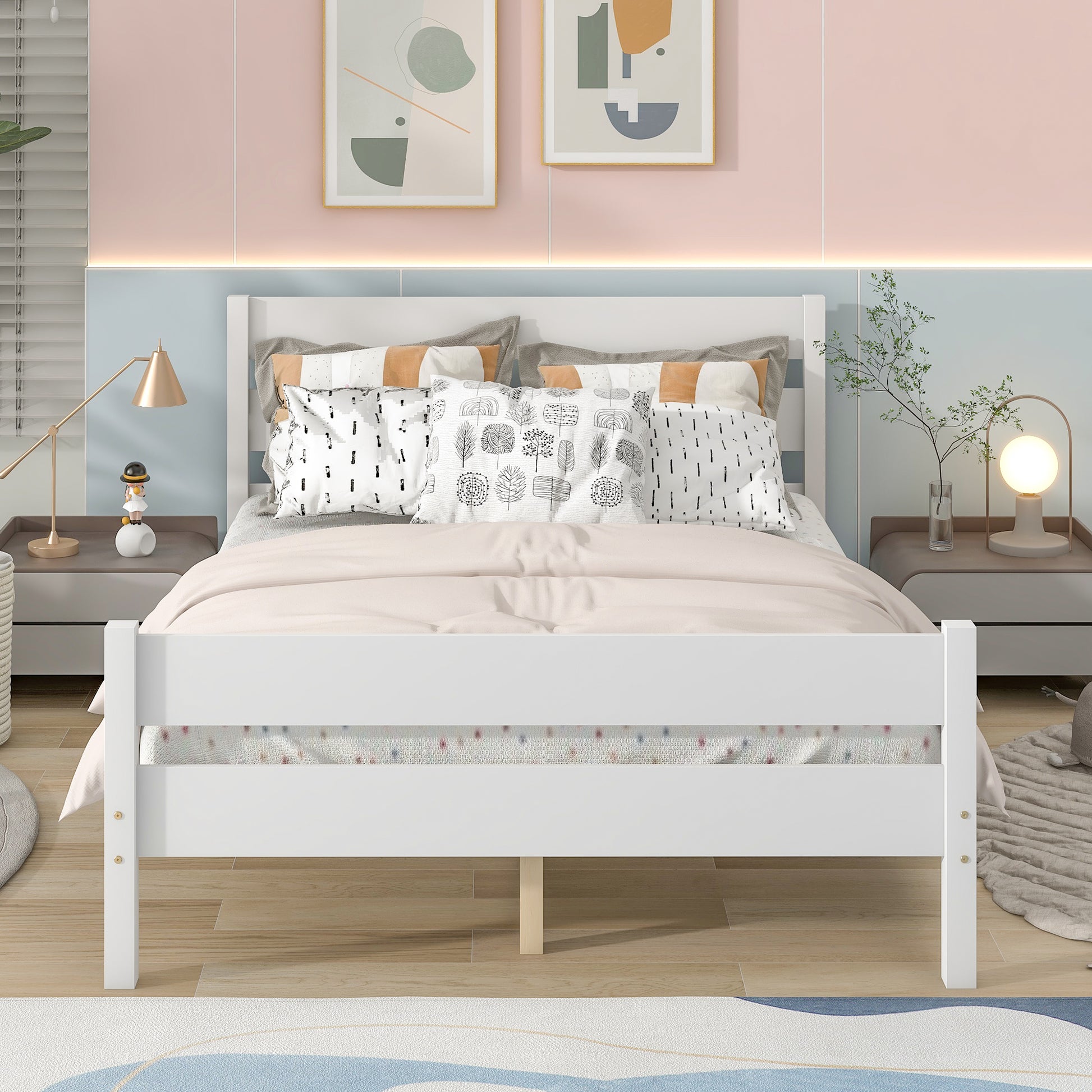 Full Bed With Headboard And Footboard,White Sku:W504P149039 Full White Pine