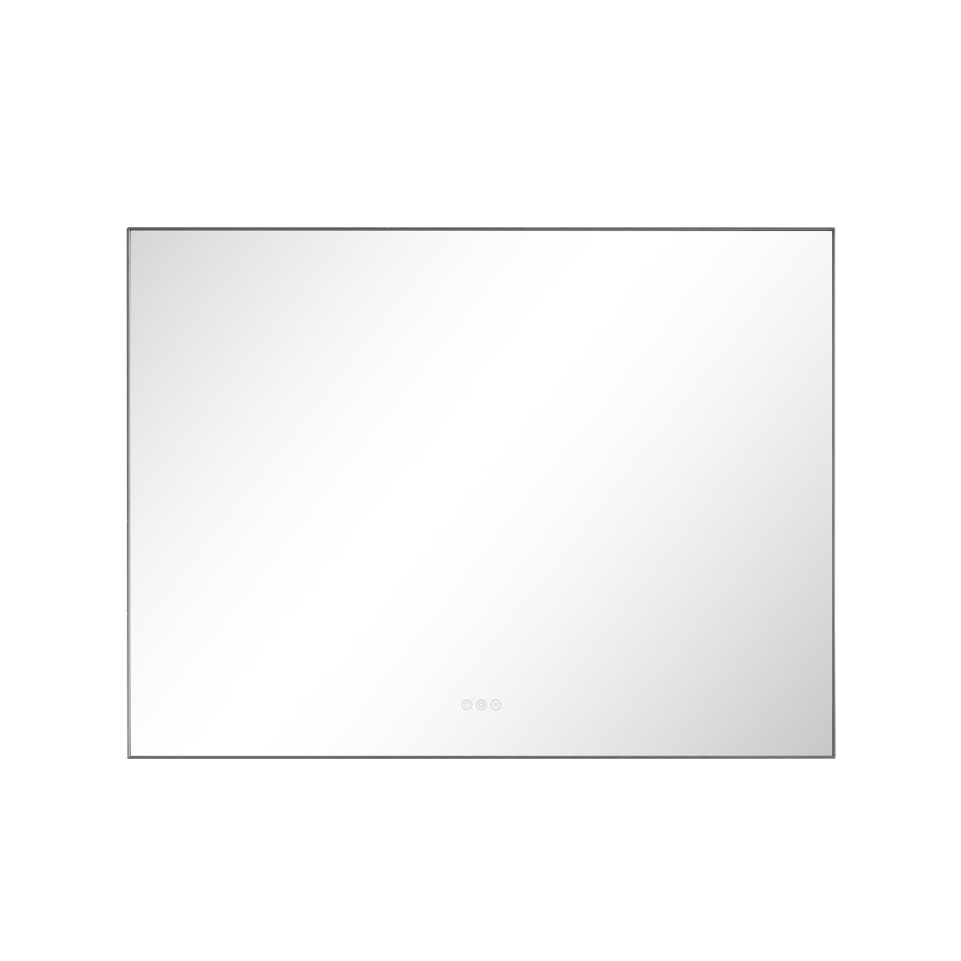 48X 36Inch Led Mirror Bathroom Vanity Mirror With Back Light, Wall Mount Anti Fog Memory Large Adjustable Vanity Mirror Gun Ash Aluminium