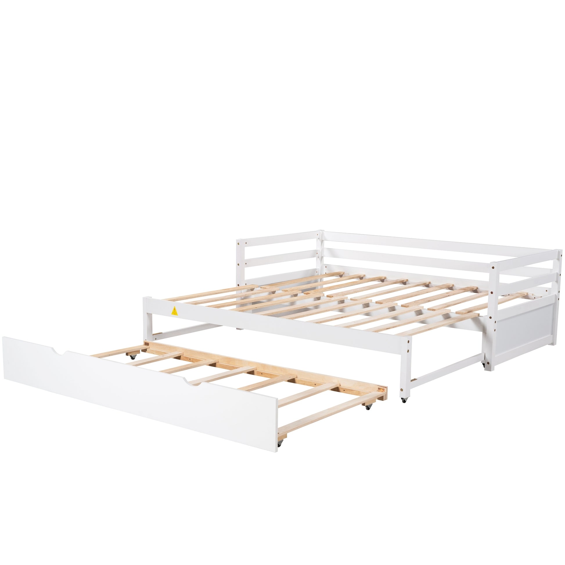 Twin Or Double Twin Daybed With Trundle,White Box Spring Not Required Twin White Wood Daybeds Pine