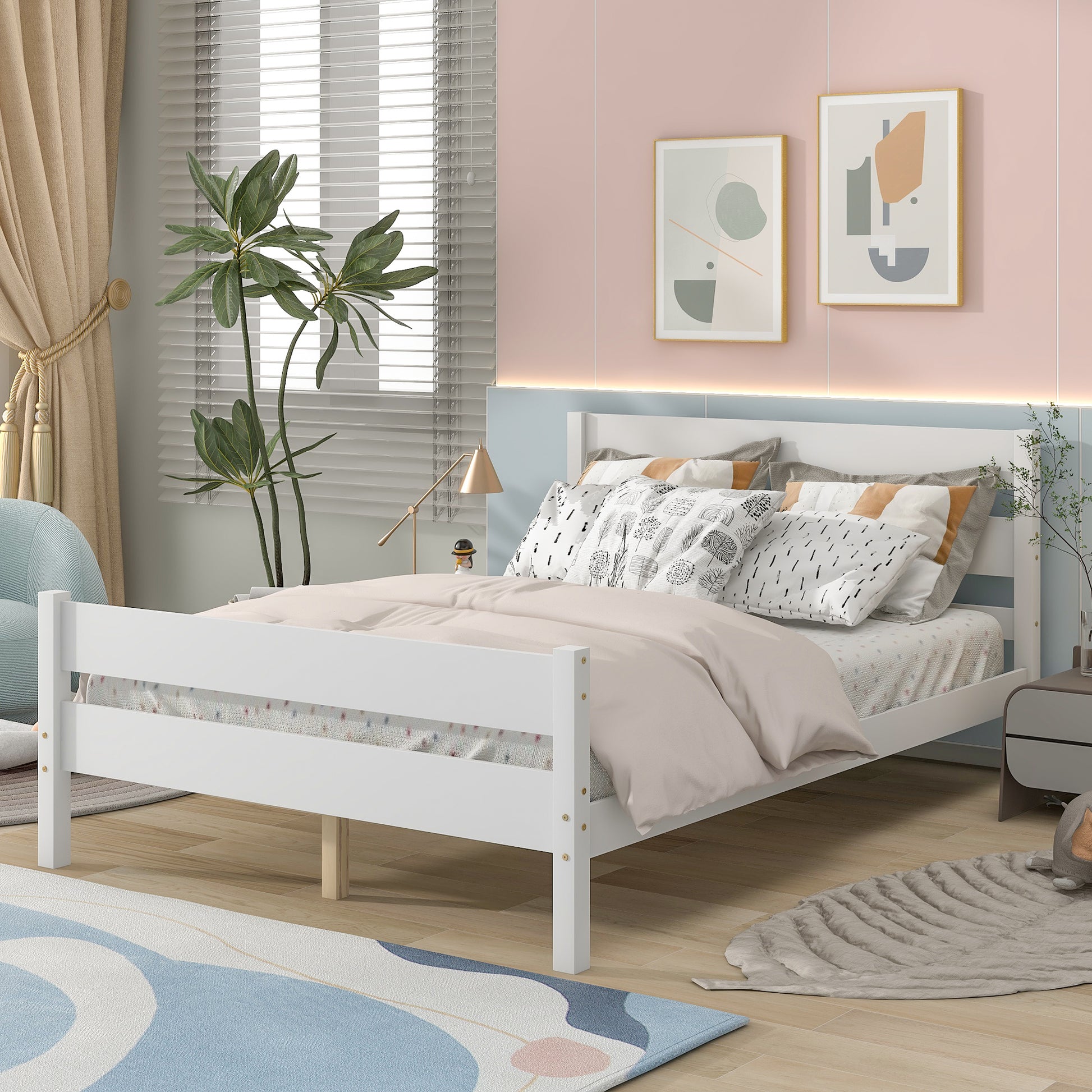 Full Bed With Headboard And Footboard,White Sku:W504P149039 Full White Pine
