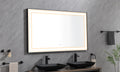 96In. W X48 In. H Framed Led Single Bathroom Vanity Mirror In Polished Crystal Bathroom Vanity Led Mirror With 3 Color Lights Mirror For Bathroom Wall Matt Black Aluminium