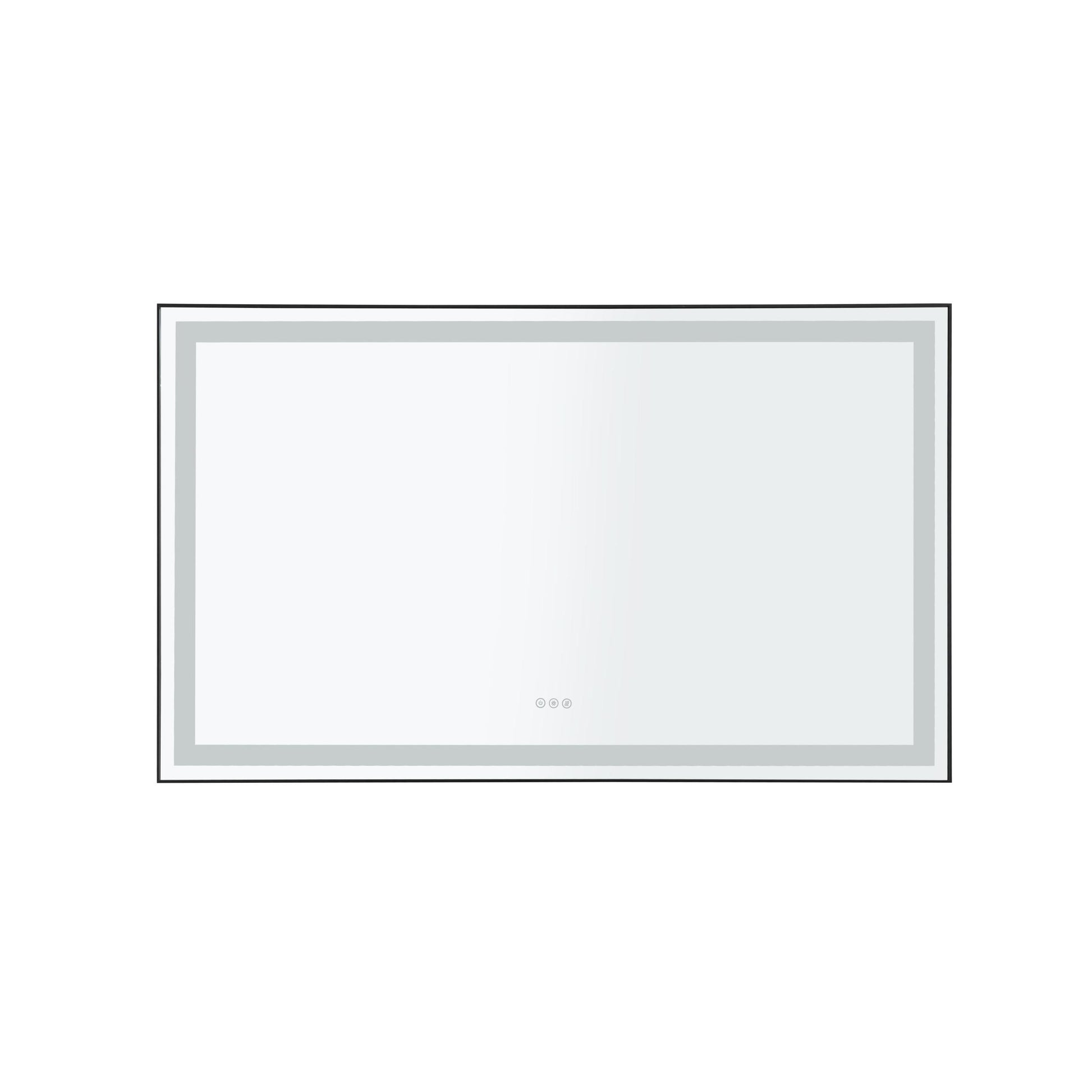 84In. W X48 In. H Framed Led Single Bathroom Vanity Mirror In Polished Crystal Bathroom Vanity Led Mirror With 3 Color Lights Mirror For Bathroom Wall Matt Black Aluminium