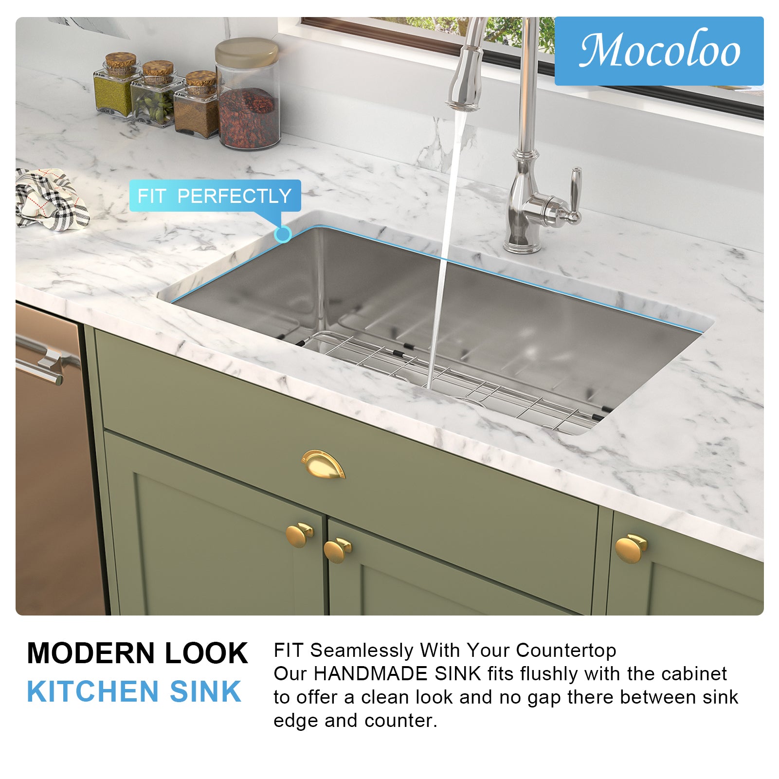 Undermount Kitchen Sink 32"X19" Stainless Steel 16 Gauge Deep Single Bowl Sinks Brushed Nickel Stainless Steel