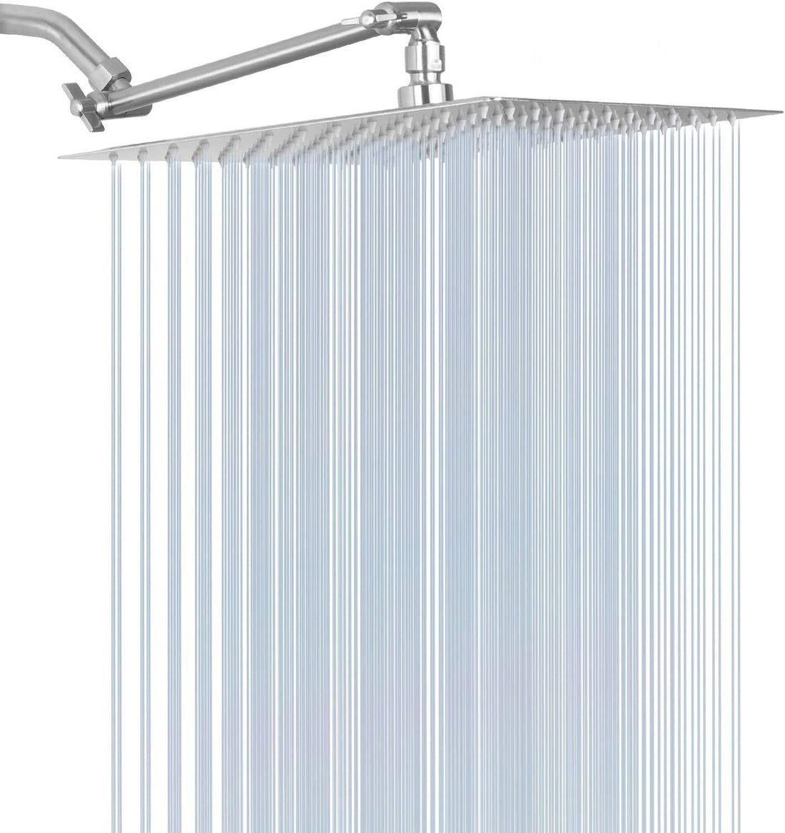 Brushed Nickel 10" Square Rainfall & High Pressure Stainless Steel Bath Shower Head Brushed Nickel Metal