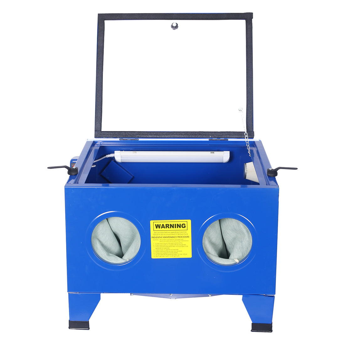 Bench Top Portable Sand Blaster Cabinet Kit 25Gallon,Sanblasting Cabinet 80Psi Blue Steel