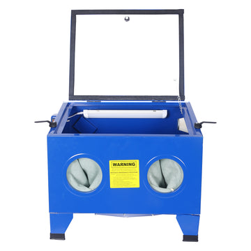 Bench Top Portable Sand Blaster Cabinet Kit 25Gallon,Sanblasting Cabinet 80Psi Blue Steel