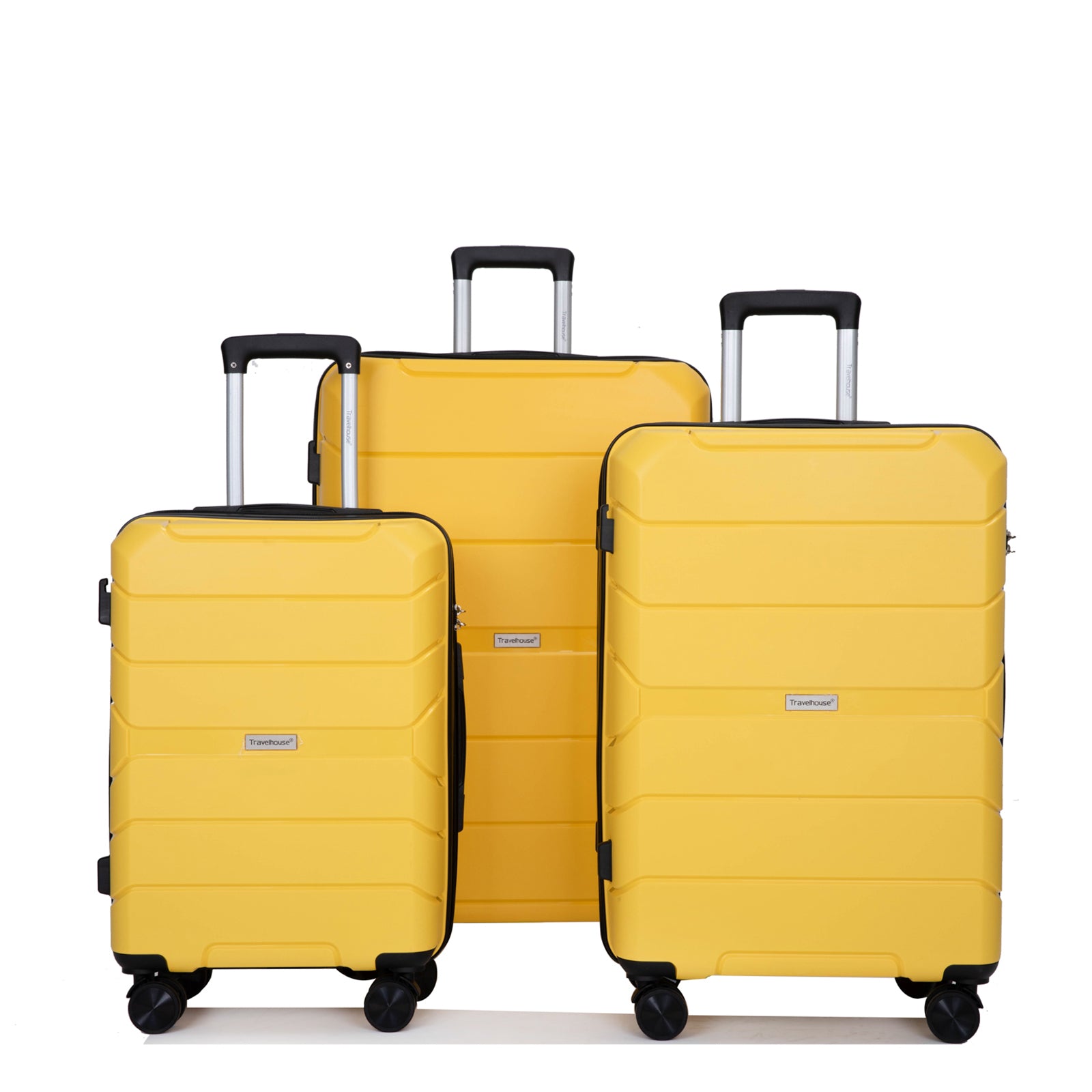 Hardshell Suitcase Spinner Wheels PP Luggage Sets yellow-polypropylene