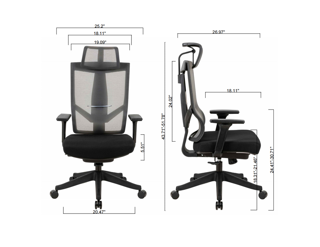 Excustive Office Chair With Headrest And 2D Armrest, Chase Back Function With 7 Gears Adjustment, Tilt Function Max 128 ,300Lbs,Black Mesh Imported From Germany, Bifma Certificated Black Nylon Mesh