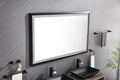 84In. W X 48In. H Oversized Rectangular Black Framed Led Mirror Anti Fog Dimmable Wall Mount Bathroom Vanity Mirror Hd Wall Mirror Kit For Gym And Dance Studio 48X 84Inches With Safety Ba Matte Black Aluminium