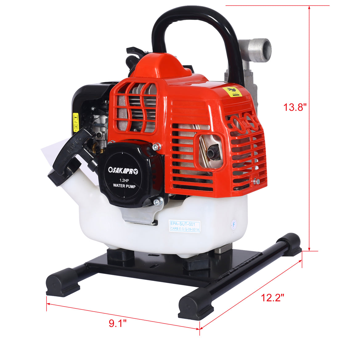 Gasoline Water Pump,2S Troke Portable Gas Powered Water Transfer Pump ,33Cc 1.2Hp 1Inch Orange Plastic