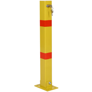 Parking Bollard,Pole Barrier With Lock ,Car Parking Protection Posts,Home Garage Street Decor ,Parking Barrier Square Yellow Yellow Steel