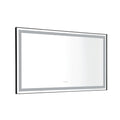 96In. W X48 In. H Framed Led Single Bathroom Vanity Mirror In Polished Crystal Bathroom Vanity Led Mirror With 3 Color Lights Mirror For Bathroom Wall Matt Black Aluminium