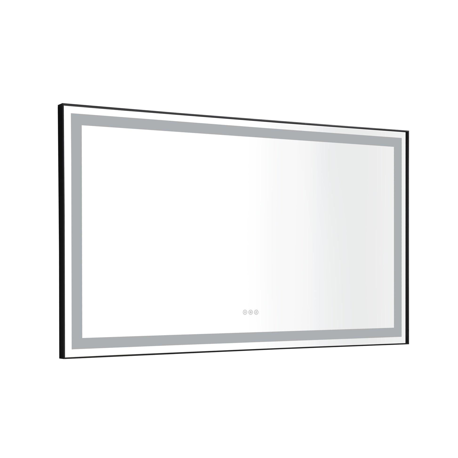 96In. W X48 In. H Framed Led Single Bathroom Vanity Mirror In Polished Crystal Bathroom Vanity Led Mirror With 3 Color Lights Mirror For Bathroom Wall Matt Black Aluminium