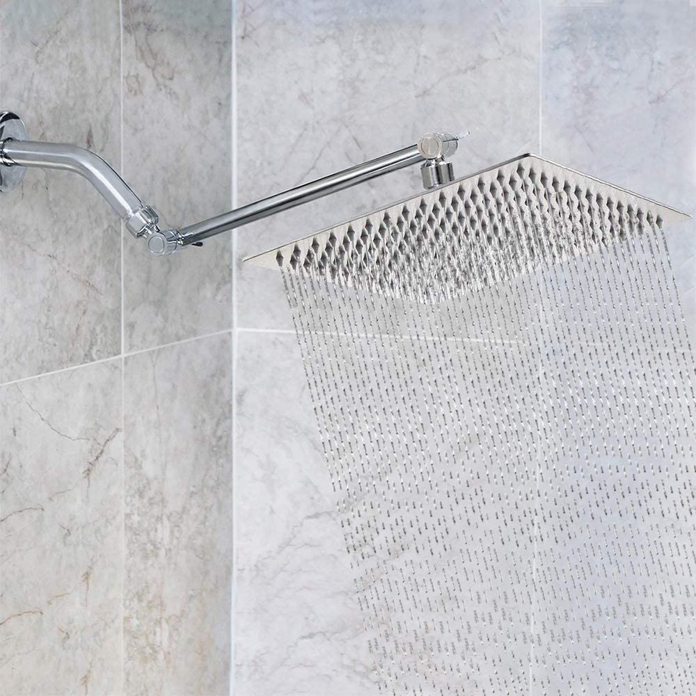 Chrome 10" Square Rainfall & High Pressure Stainless Steel Bath Shower Head Chrome Metal