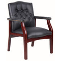 Leather Reception Guest Chairs W Padded Seat And Arms Ergonomic Mid Back Office Executive Side Chair For Meeting Waiting Room Conference Office Guest Chairs,Black Black Foam Leather