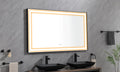 84In. W X48 In. H Framed Led Single Bathroom Vanity Mirror In Polished Crystal Bathroom Vanity Led Mirror With 3 Color Lights Mirror For Bathroom Wall Matt Black Aluminium