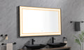 96In. W X48 In. H Framed Led Single Bathroom Vanity Mirror In Polished Crystal Bathroom Vanity Led Mirror With 3 Color Lights Mirror For Bathroom Wall Matt Black Aluminium