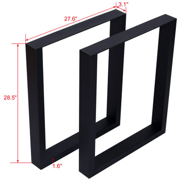 Square Table Legs 28X 28" ,Wide Metal Table Legsheavy Duty Steel Desk Legs Table Leg Dining Table Legs Coffee Desk Leg, Set Of 2 Black Steel