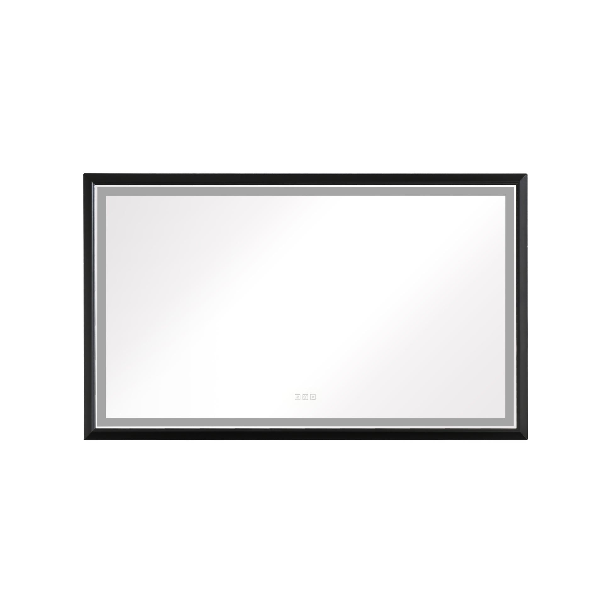 84In. W X 48In. H Oversized Rectangular Black Framed Led Mirror Anti Fog Dimmable Wall Mount Bathroom Vanity Mirror Hd Wall Mirror Kit For Gym And Dance Studio 48X 84Inches With Safety Ba Matte Black Aluminium