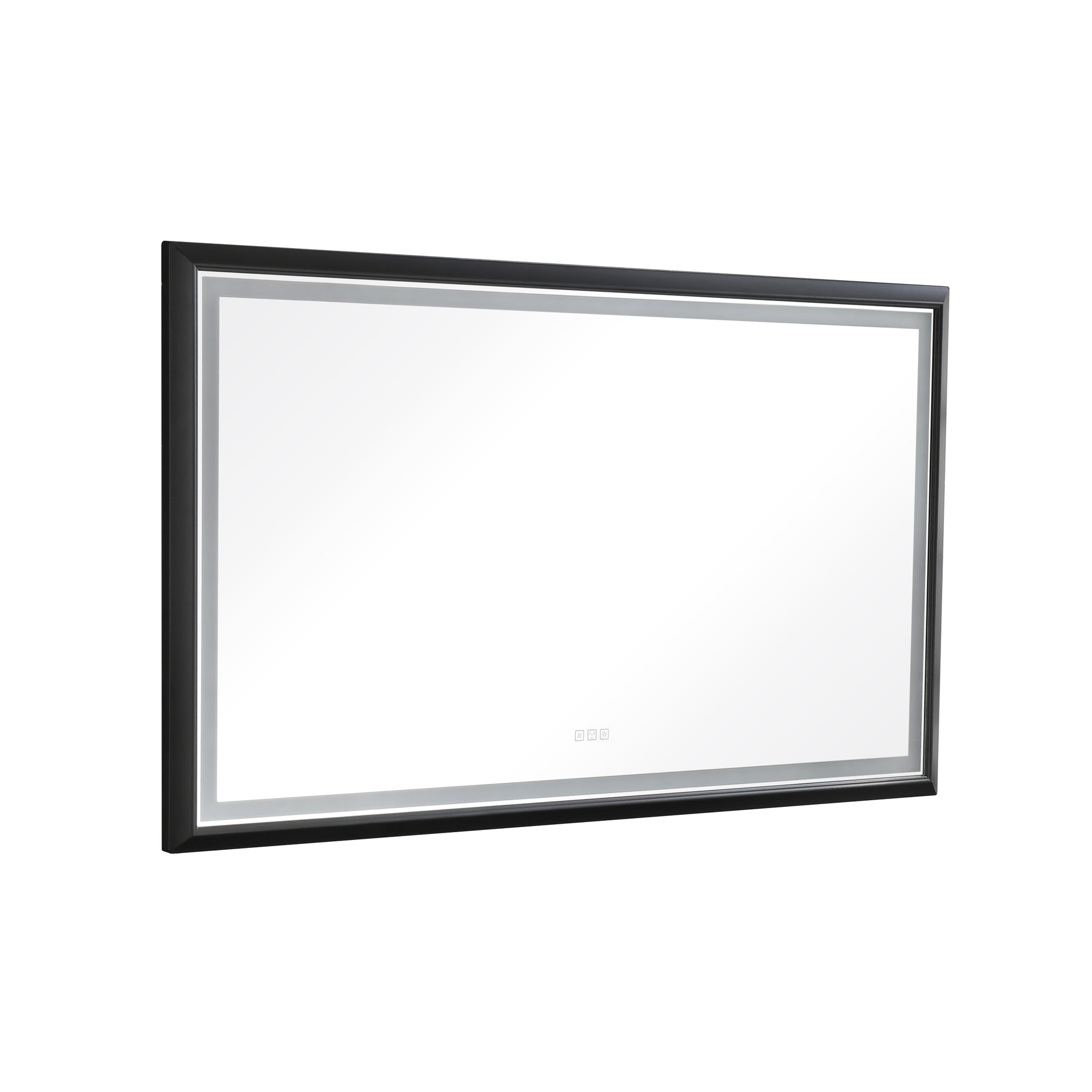 84In. W X 48In. H Oversized Rectangular Black Framed Led Mirror Anti Fog Dimmable Wall Mount Bathroom Vanity Mirror Hd Wall Mirror Kit For Gym And Dance Studio 48X 84Inches With Safety Ba Matte Black Aluminium