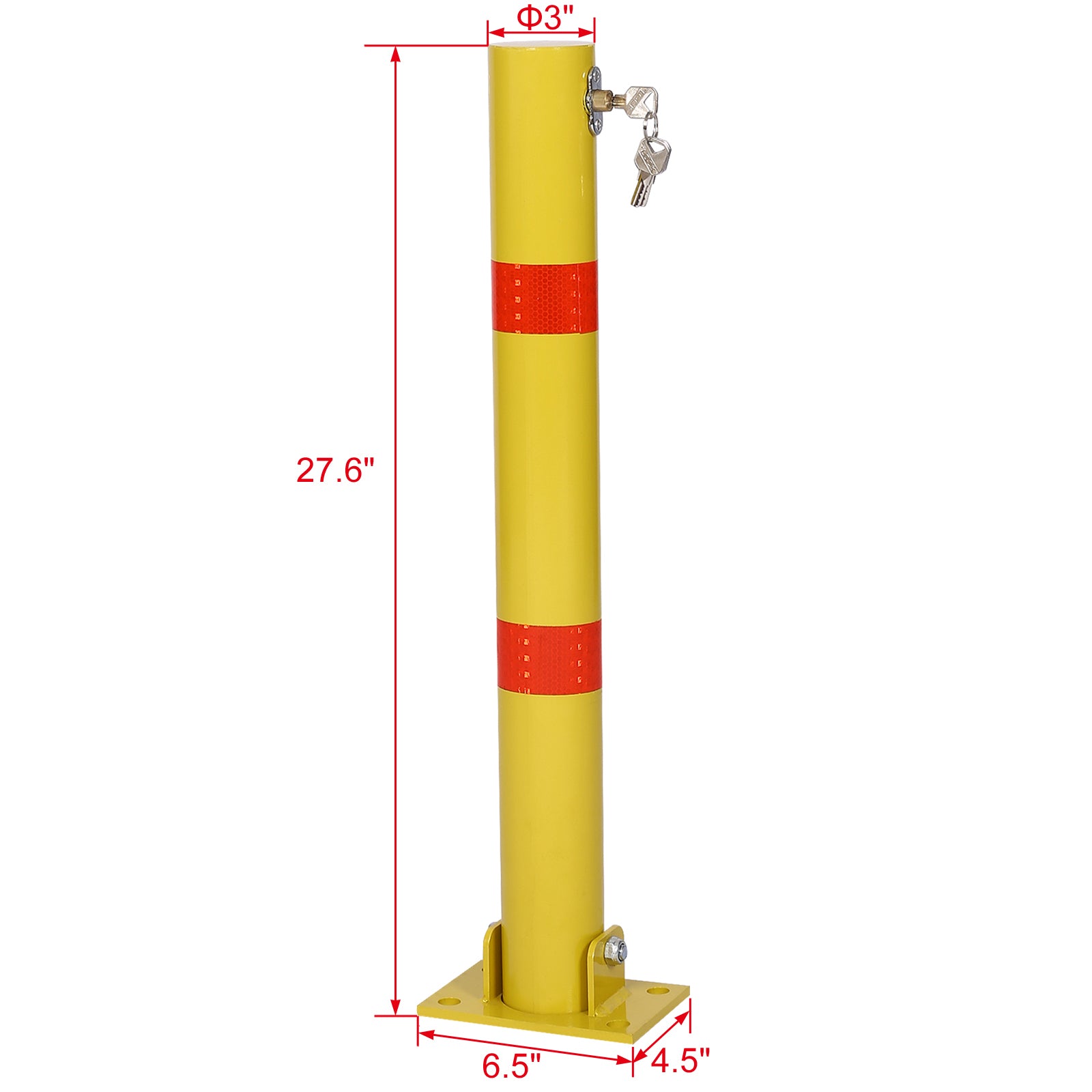 Parking Bollard,Pole Barrier With Lock ,Car Parking Protection Posts,Home Garage Street Decor ,Parking Barrier Round Yellow Yellow Steel