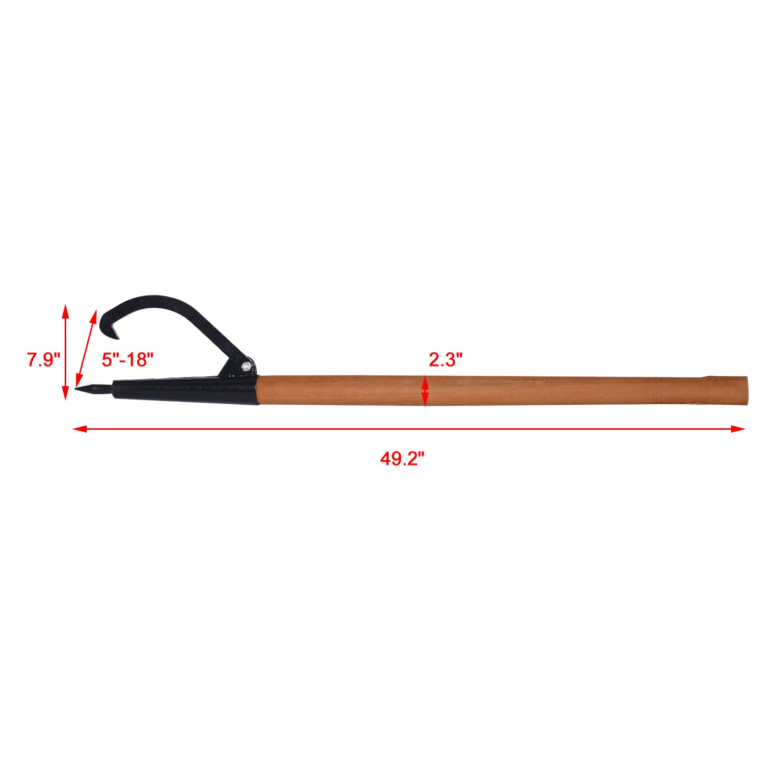 Log Peavy 49" Wood Loging Tool ,Log Roller Tool Loging Cant Hook Wooden Handle Black Steel