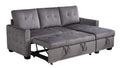 77 Inch Reversible Sectional Storage Sleeper Sofa Bedl Shape 2 Seat Sectional Chaise With Storageskin Feeling Velvet Fabric ,Dark Grey Color For Living Room Furniture Dark Grey Velvet