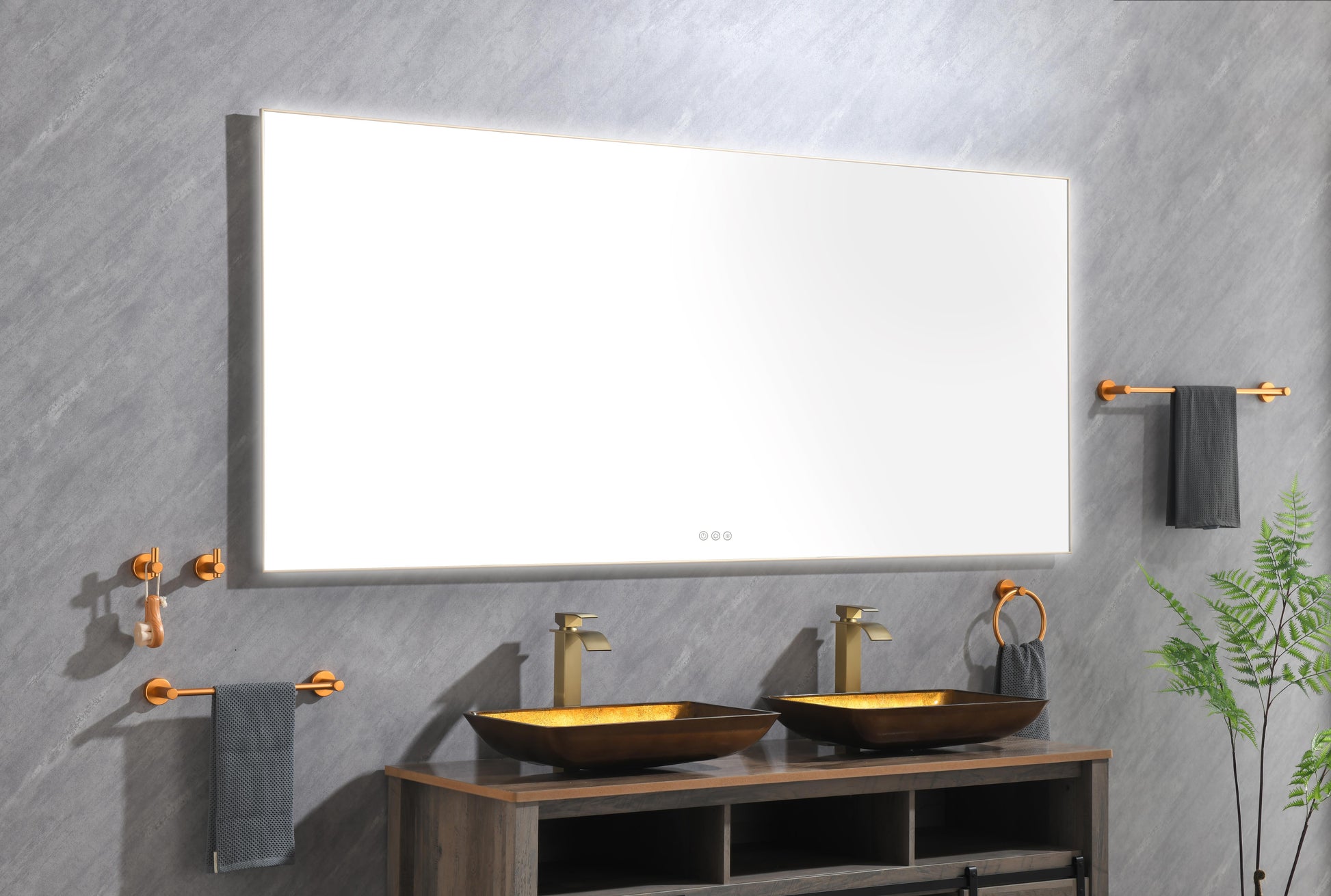 84X 36Inch Led Mirror Bathroom Vanity Mirror With Back Light, Wall Mount Anti Fog Memory Large Adjustable Vanity Mirror Gold Aluminium