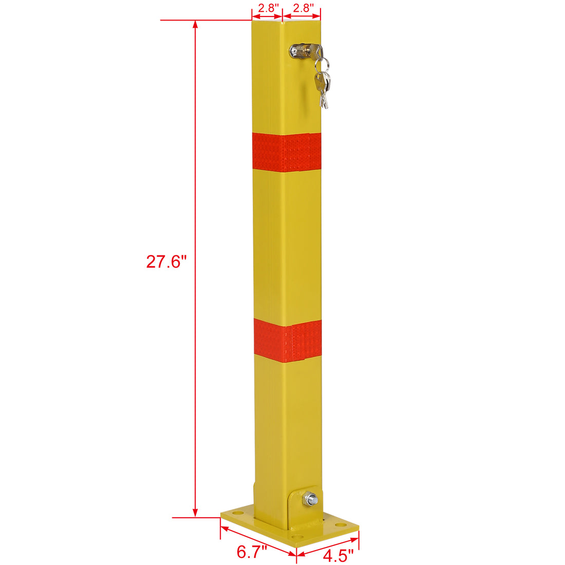 Parking Bollard,Pole Barrier With Lock ,Car Parking Protection Posts,Home Garage Street Decor ,Parking Barrier Square Yellow Yellow Steel