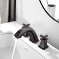 Widespread Bathroom Faucet 8 Inch 2 Handles with Drain oil-rubbed bronze-zinc