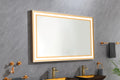 60*48 Led Lighted Bathroom Wall Mounted Mirror With High Lumen Anti Fog Separately Control Gold Aluminium