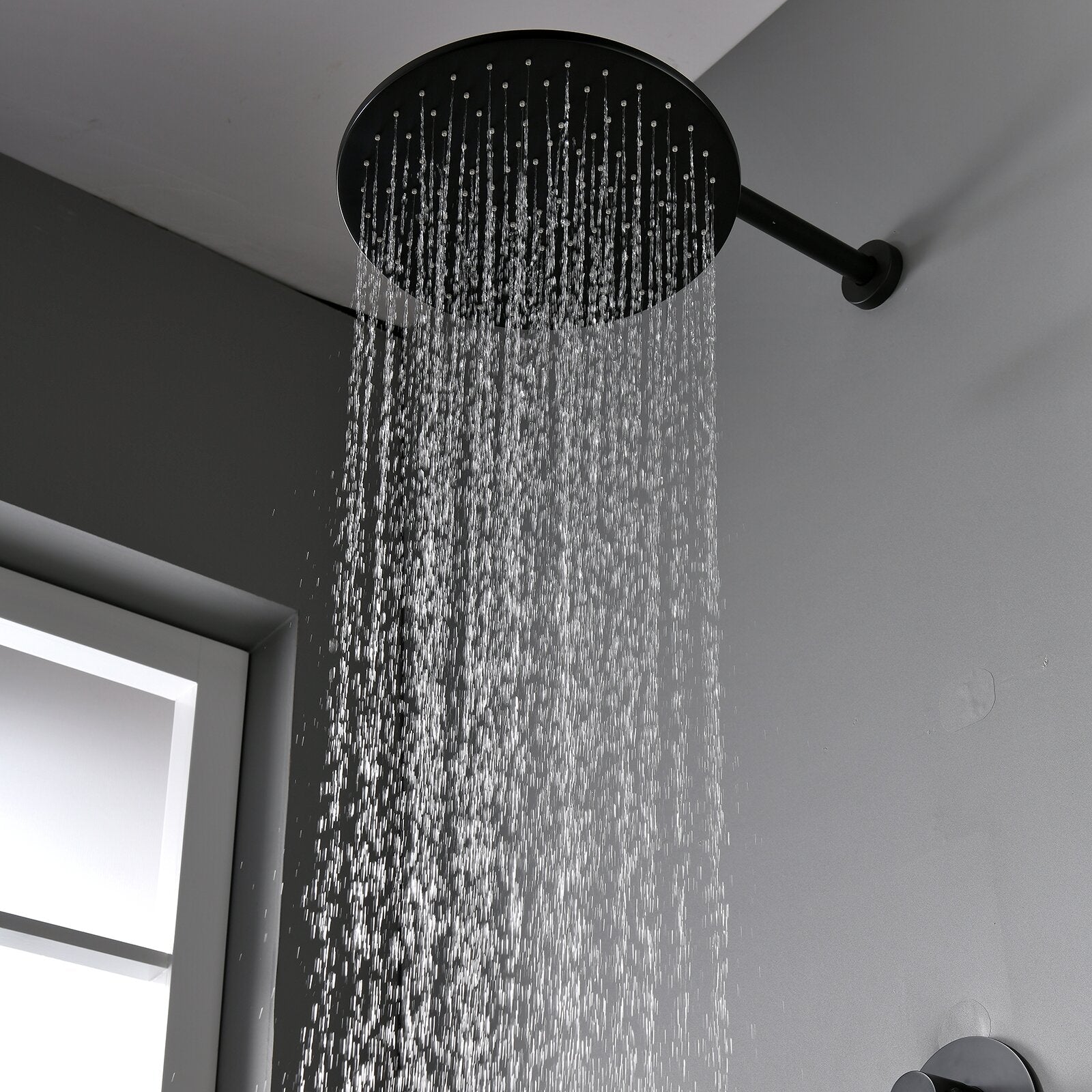 Thermostatic Complete Rainfall Shower System Bathroom Shower With Rough In Valve, Handheld Shower In Matte Black Black Brass