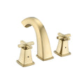 Widespread Bathroom Faucet 8 Inch 2 Handles with Drain brushed gold-zinc