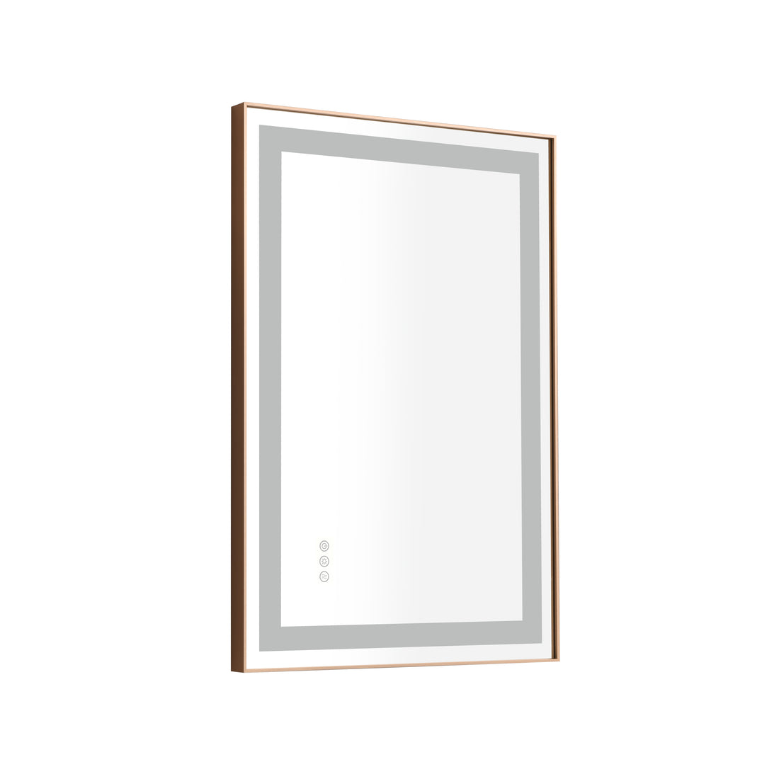 36*24 Led Lighted Bathroom Wall Mounted Mirror With High Lumen Anti Fog Separately Control Gold Aluminium