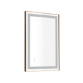 36*24 Led Lighted Bathroom Wall Mounted Mirror With High Lumen Anti Fog Separately Control Gold Aluminium