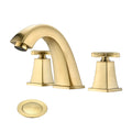 Widespread Bathroom Faucet 8 Inch 2 Handles with Drain brushed gold-zinc