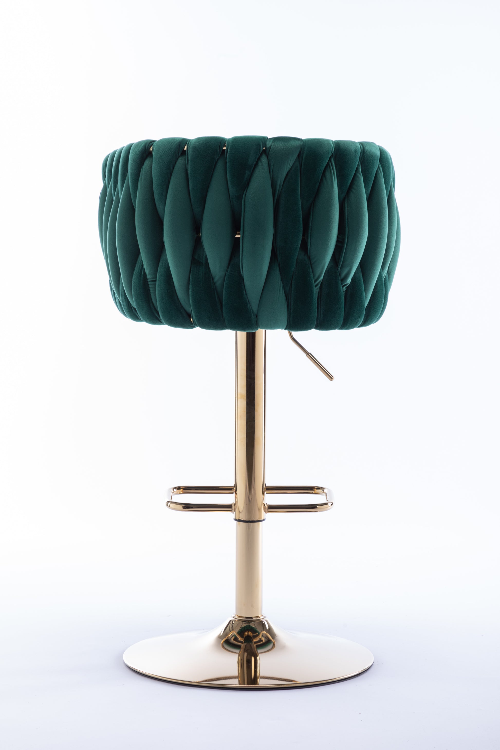 Set Of 2 Bar Stools,With Chrome Footrest And Base Swivel Height Adjustable Mechanical Lifting Velvet Golden Leg Simple Bar Stool Green Green Foam Fabric