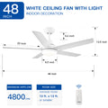 Yuhao 48 In Intergrated Led Ceiling Fan With White Abs Blade White Abs Steel Q235