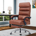 Exectuive Chair High Back Adjustable Managerial Home Desk Chair Brown Cotton Leather