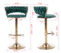 Set Of 2 Bar Stools,With Chrome Footrest And Base Swivel Height Adjustable Mechanical Lifting Velvet Golden Leg Simple Bar Stool Green Green Foam Fabric