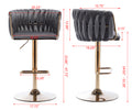 Set Of 2 Bar Stools,With Chrome Footrest And Base Swivel Height Adjustable Mechanical Lifting Velvet Golden Leg Simple Bar Stool Grey Grey Foam Fabric