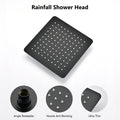 Shower Head, 10 Inch High Pressure Rainfall Shower Head Handheld Shower Combo With 11 Inch Extension Arm, 6 Settings Adjustable Anti Leak Shower Head With Holder Hose, Height Angle Adjustable Matte Black Metal