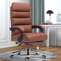 Exectuive Chair High Back Adjustable Managerial Home Desk Chair Brown Cotton Leather