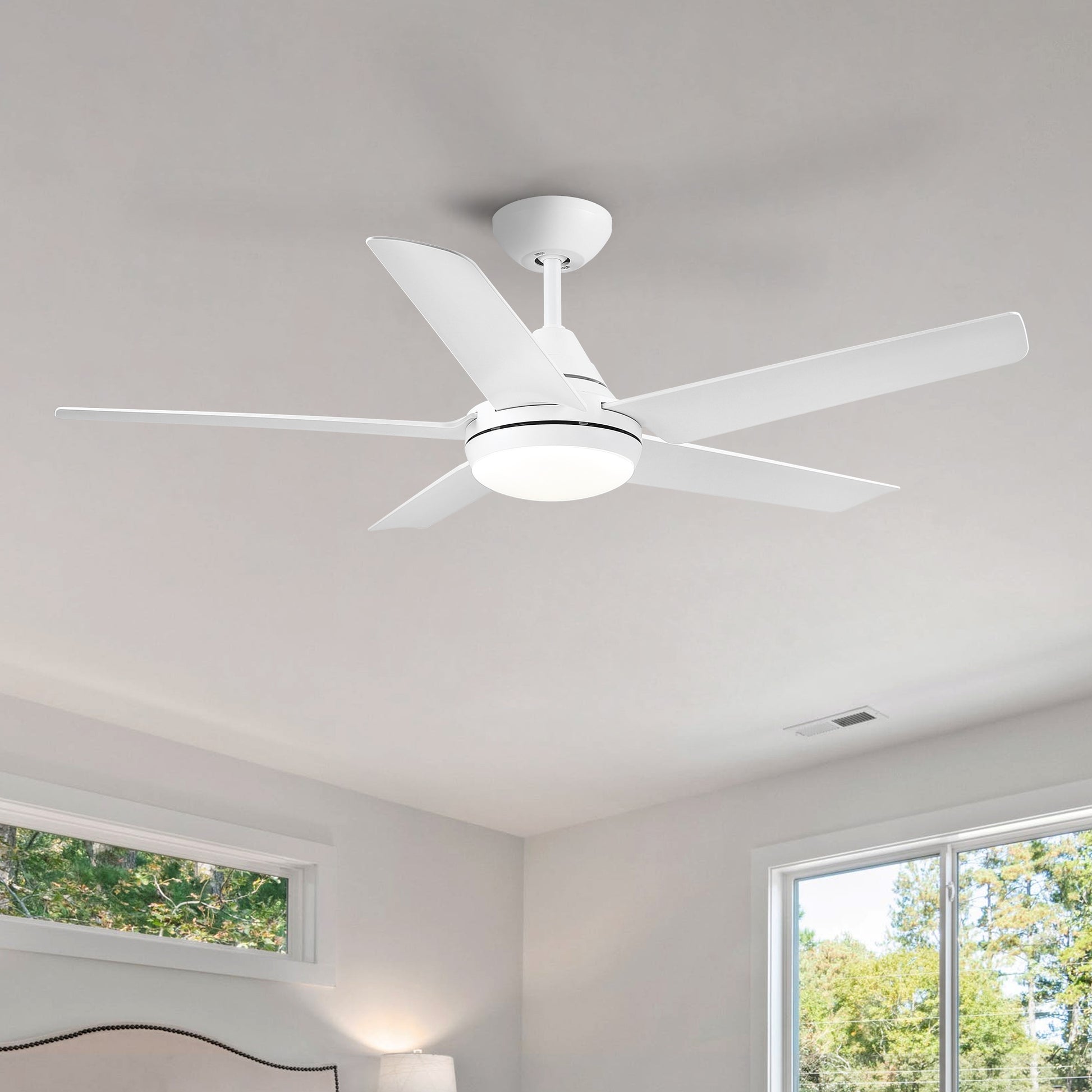 Yuhao 48 In Intergrated Led Ceiling Fan With White Abs Blade White Abs Steel Q235