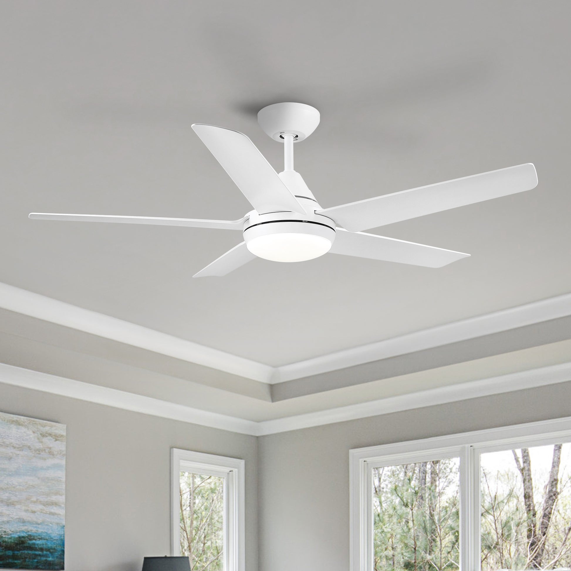 Yuhao 48 In Intergrated Led Ceiling Fan With White Abs Blade White Abs Steel Q235