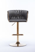 Set Of 2 Bar Stools,With Chrome Footrest And Base Swivel Height Adjustable Mechanical Lifting Velvet Golden Leg Simple Bar Stool Grey Grey Foam Fabric