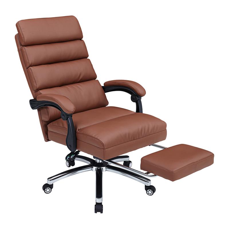 Exectuive Chair High Back Adjustable Managerial Home Desk Chair Brown Cotton Leather