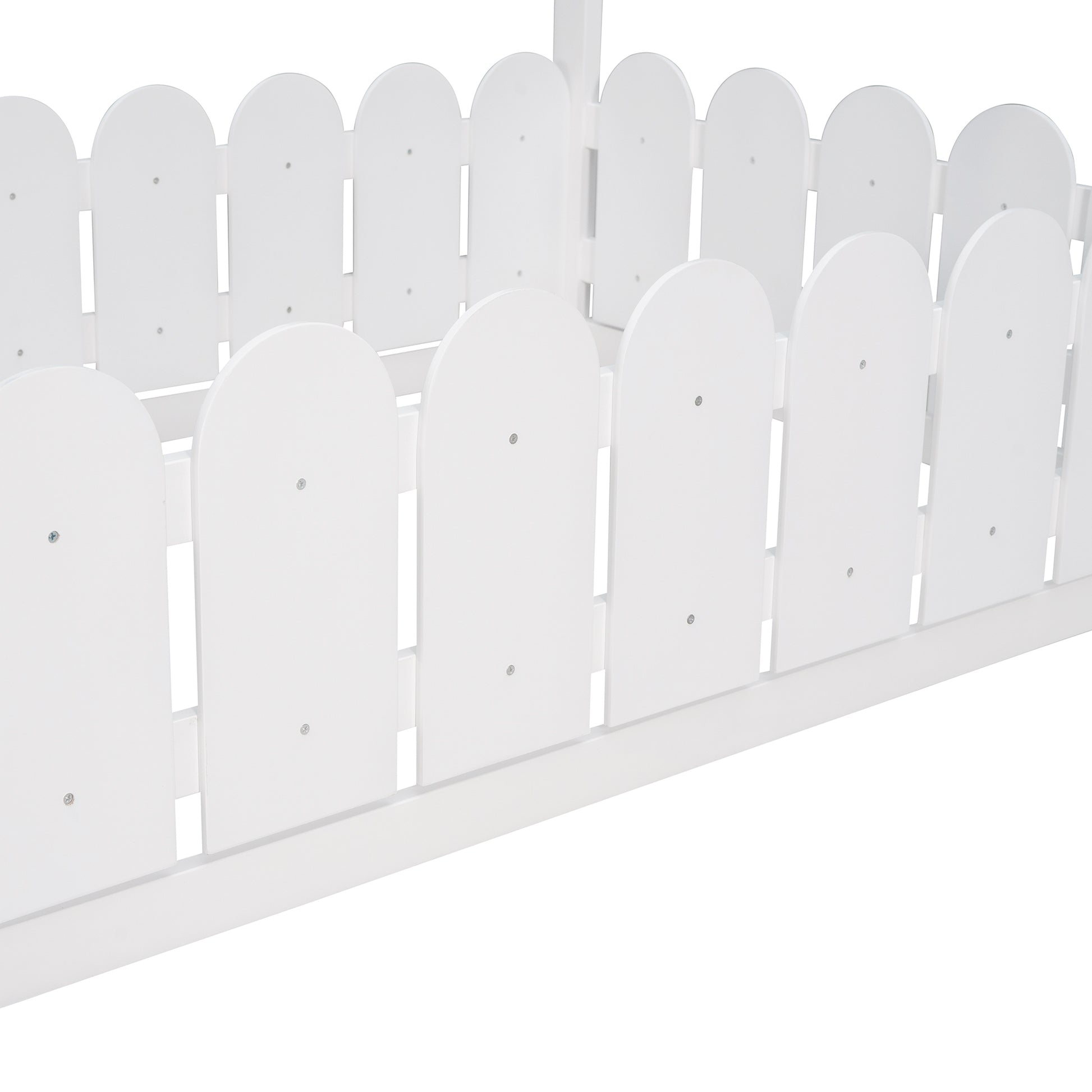 Slats Are Not Included Twin Size Wood Bed House Bed Frame With Fence,For Kids,Teens, Girls,Boys White Old Sku:Wf194274Aak White Solid Wood