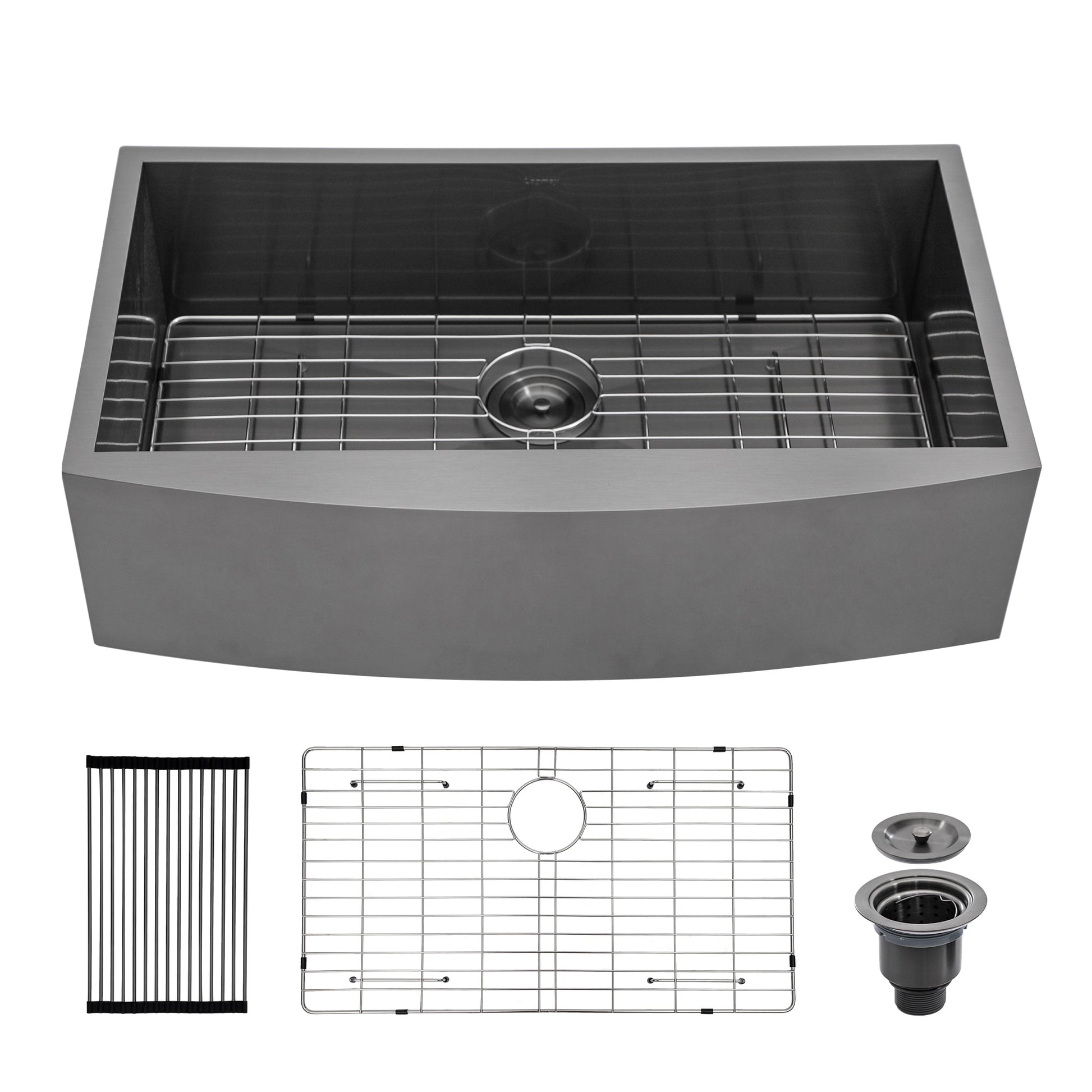 36 Farmhouse Kitchen Sink Black 36"X21" Gunmetal Black Stainless Steel 18 Gauge Single Bowl Apron Front Farm Kitchen Sink Basin Gunmetal Black Stainless Steel